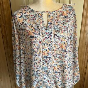 COLLECTIVE CONCEPTS Warner Lattice Detail Blouse - Size Large